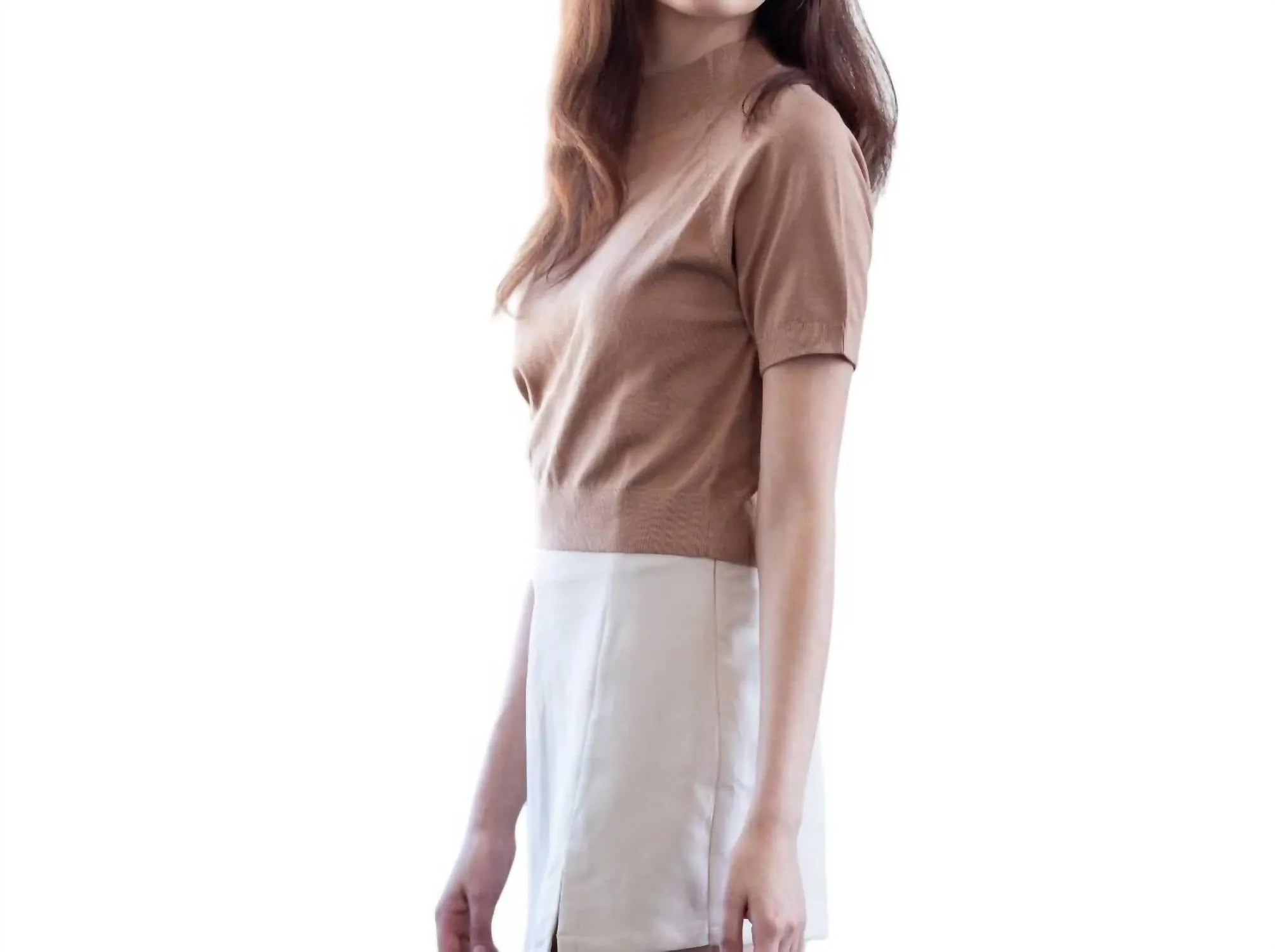 Adelyn Rae - Milani Camel Cropped Mock Neck Top