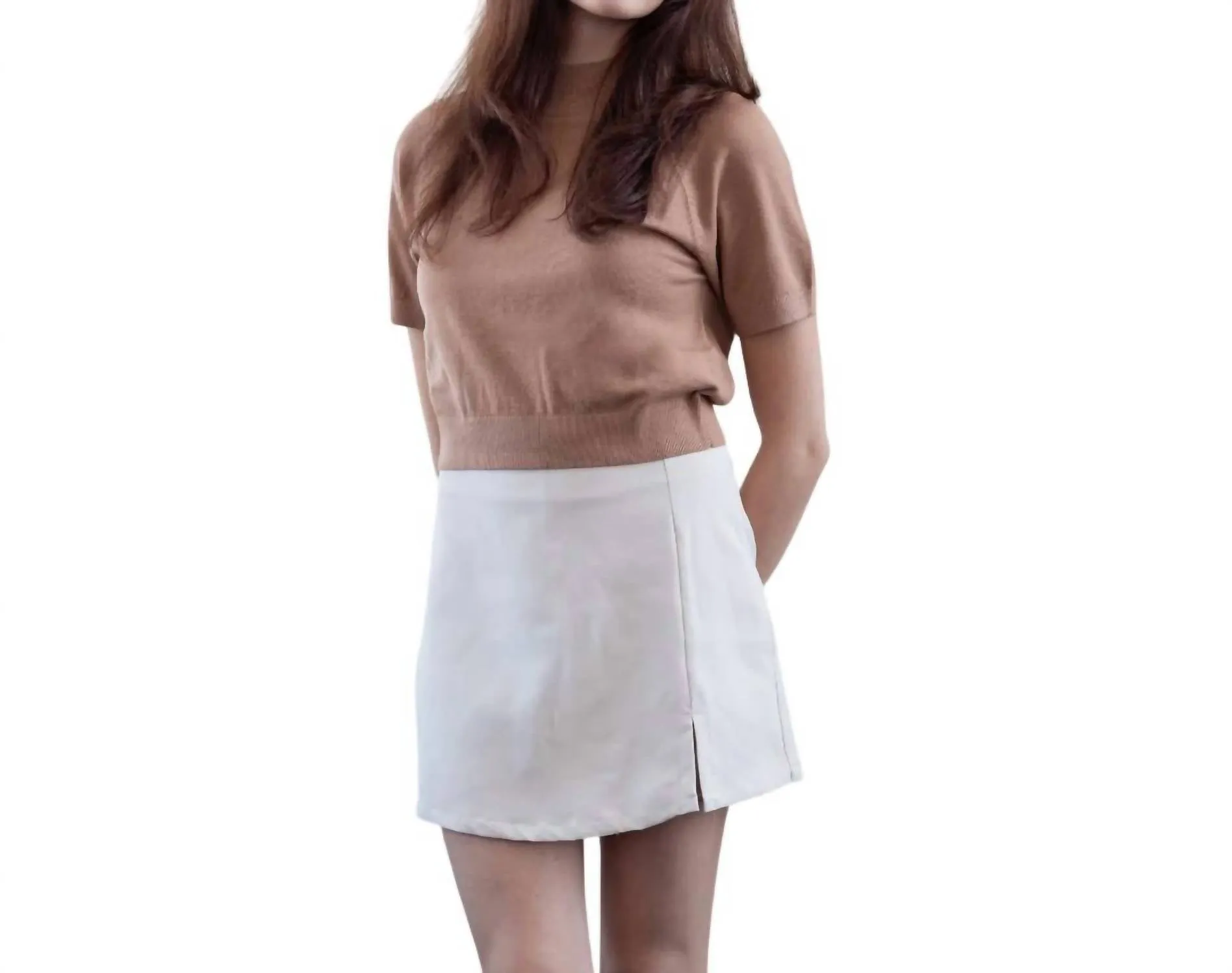 Adelyn Rae - Milani Camel Cropped Mock Neck Top