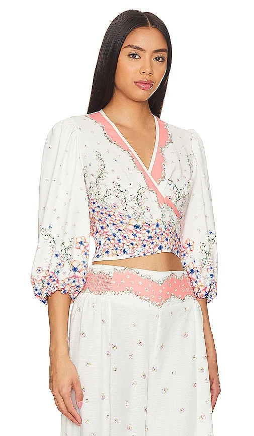 Agua Bendita x REVOLVE Asia Cropped Blouse in Ivory
