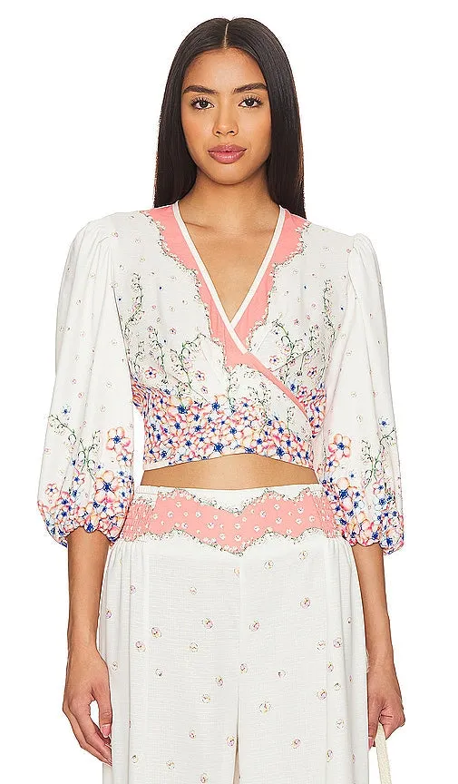 Agua Bendita x REVOLVE Asia Cropped Blouse in Ivory