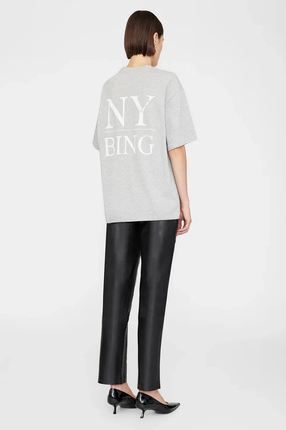 Anine Bing Myers Tee Serif NY in Washed Heather