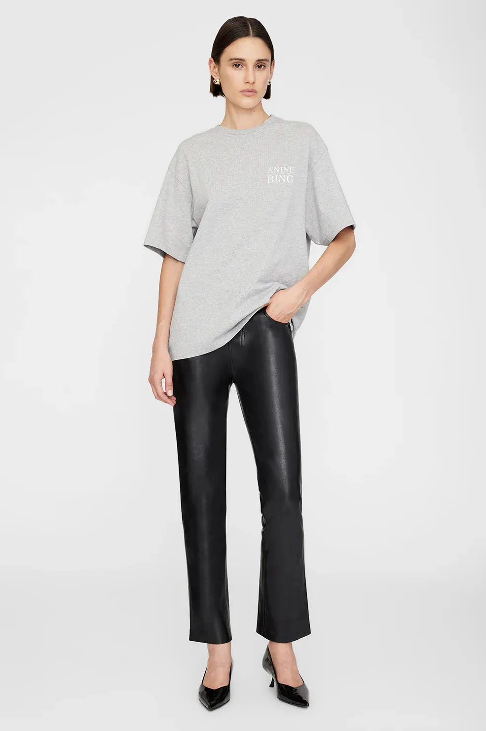 Anine Bing Myers Tee Serif NY in Washed Heather