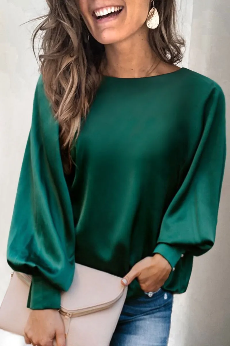 Basic Loose Green Blouse T-shirts