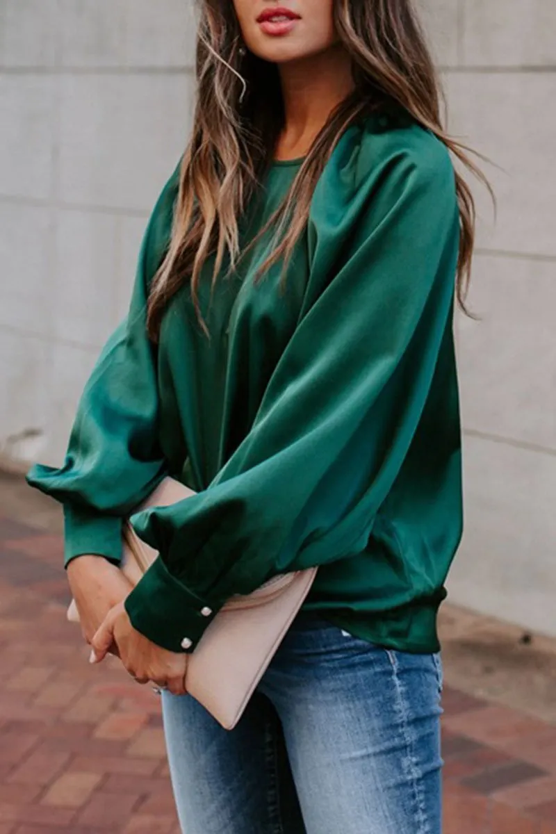 Basic Loose Green Blouse T-shirts