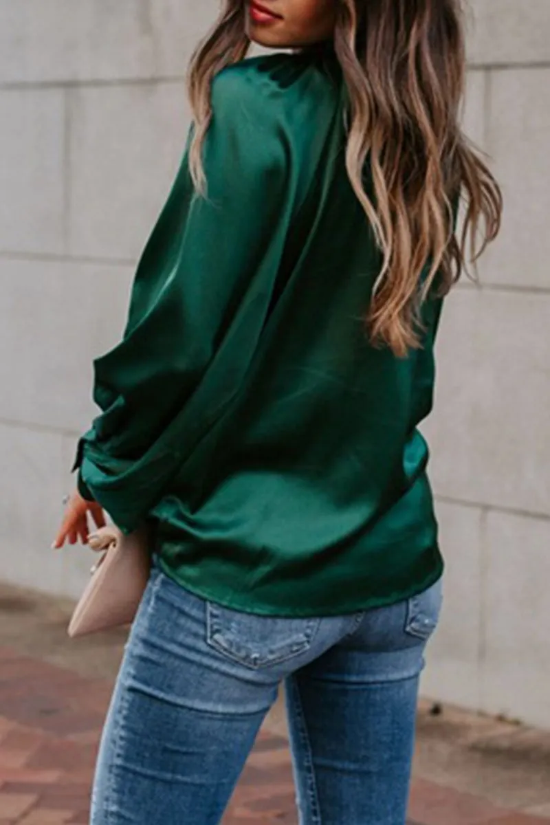 Basic Loose Green Blouse T-shirts