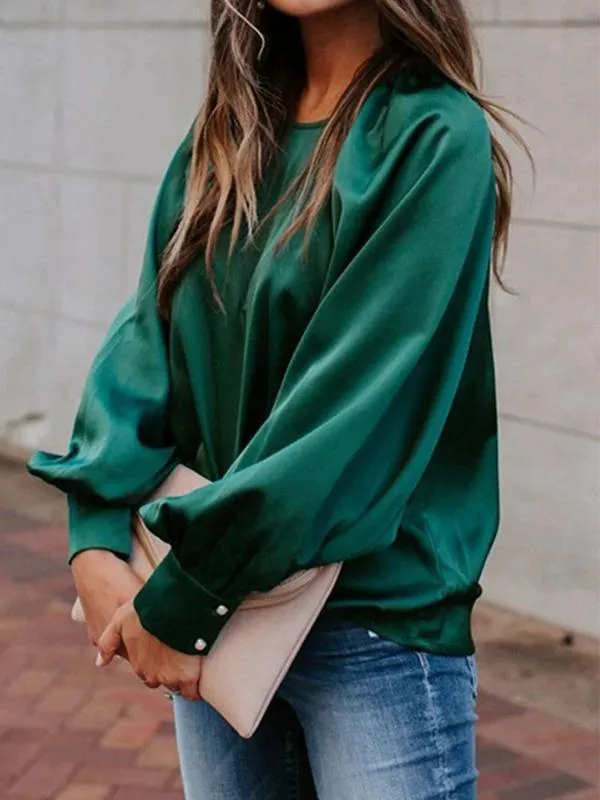 Basic Loose Green Blouse T-shirts