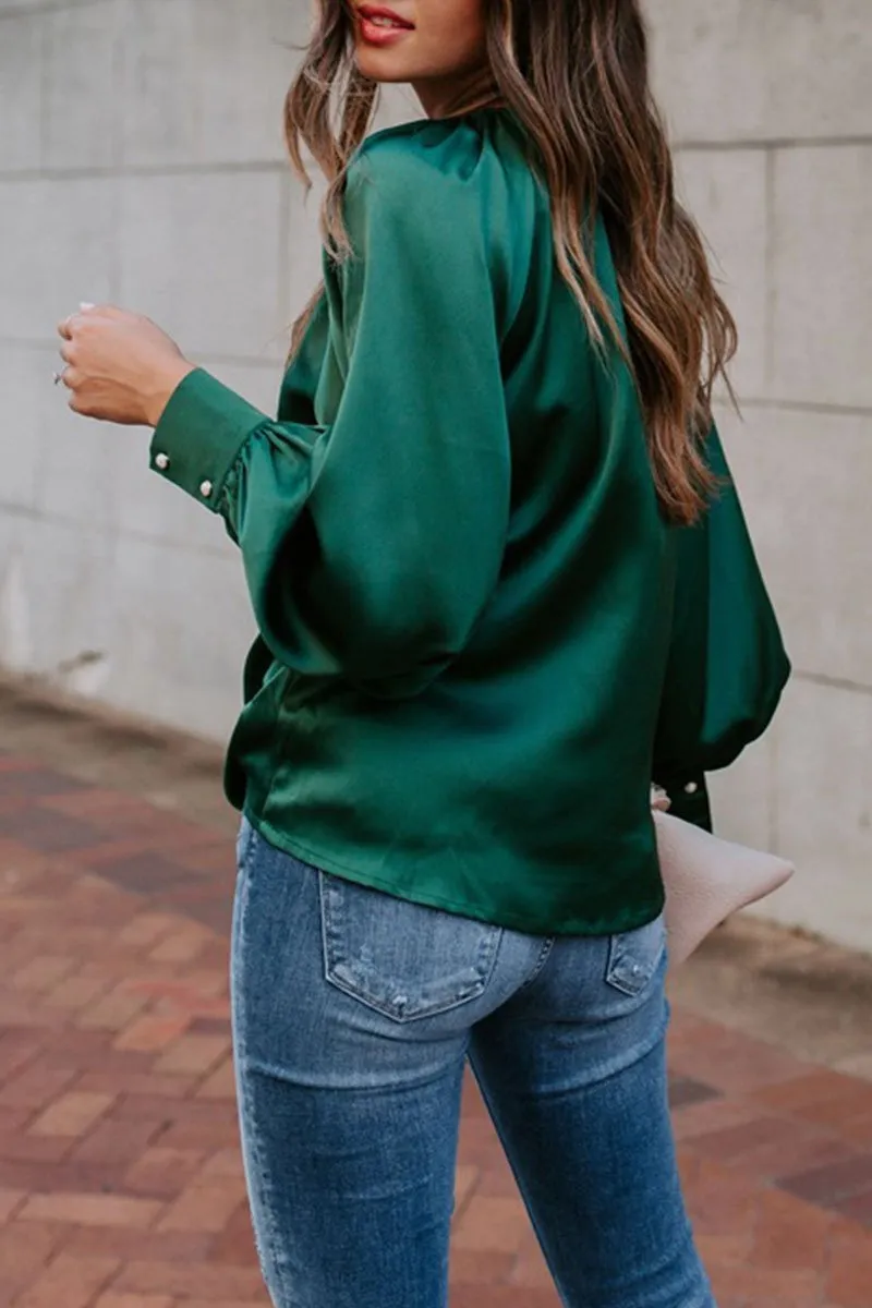 Basic Loose Green Blouse T-shirts