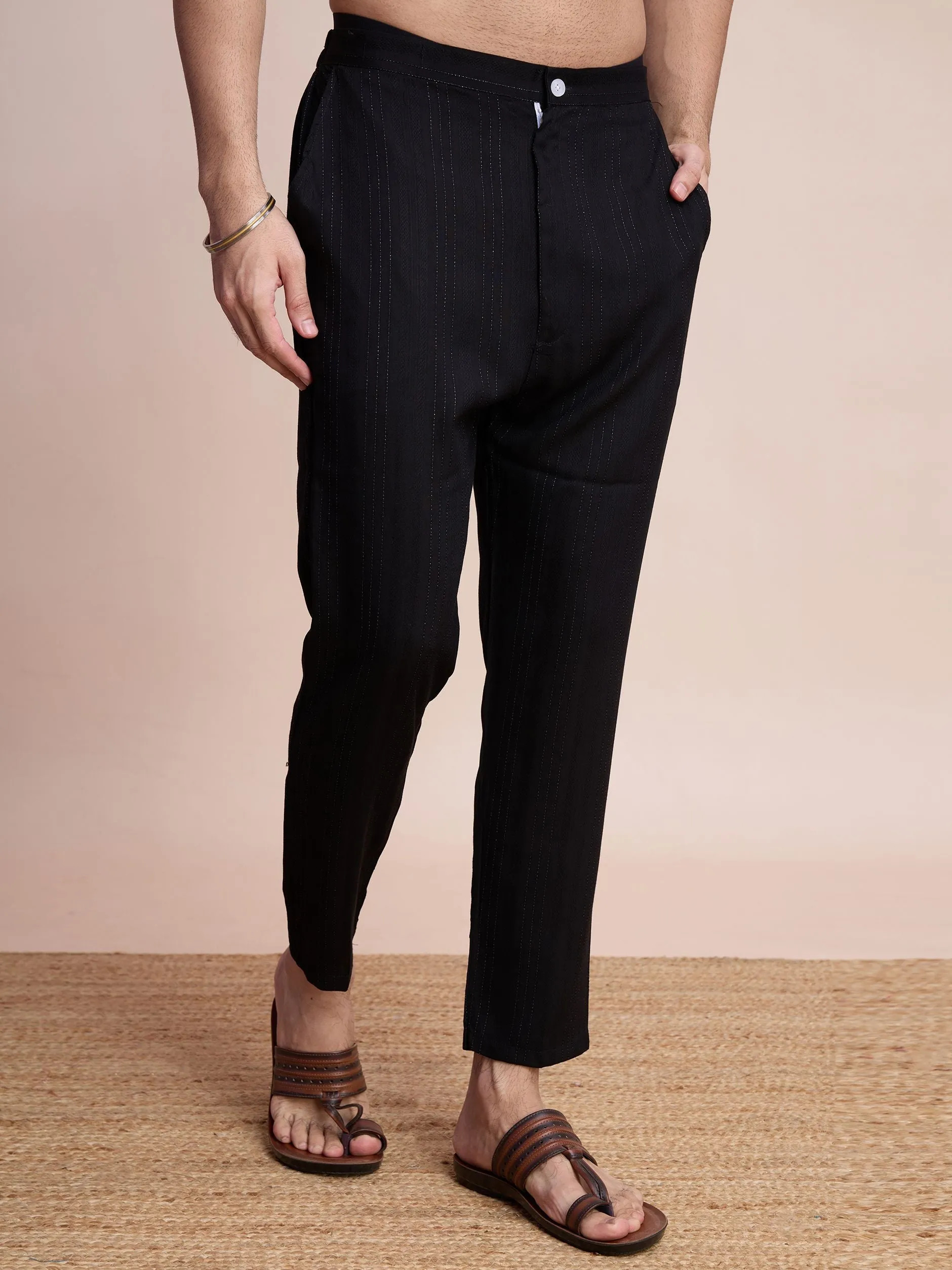Black Colour Viscose Silk With Heavy Mirror Work Kurta Payjama