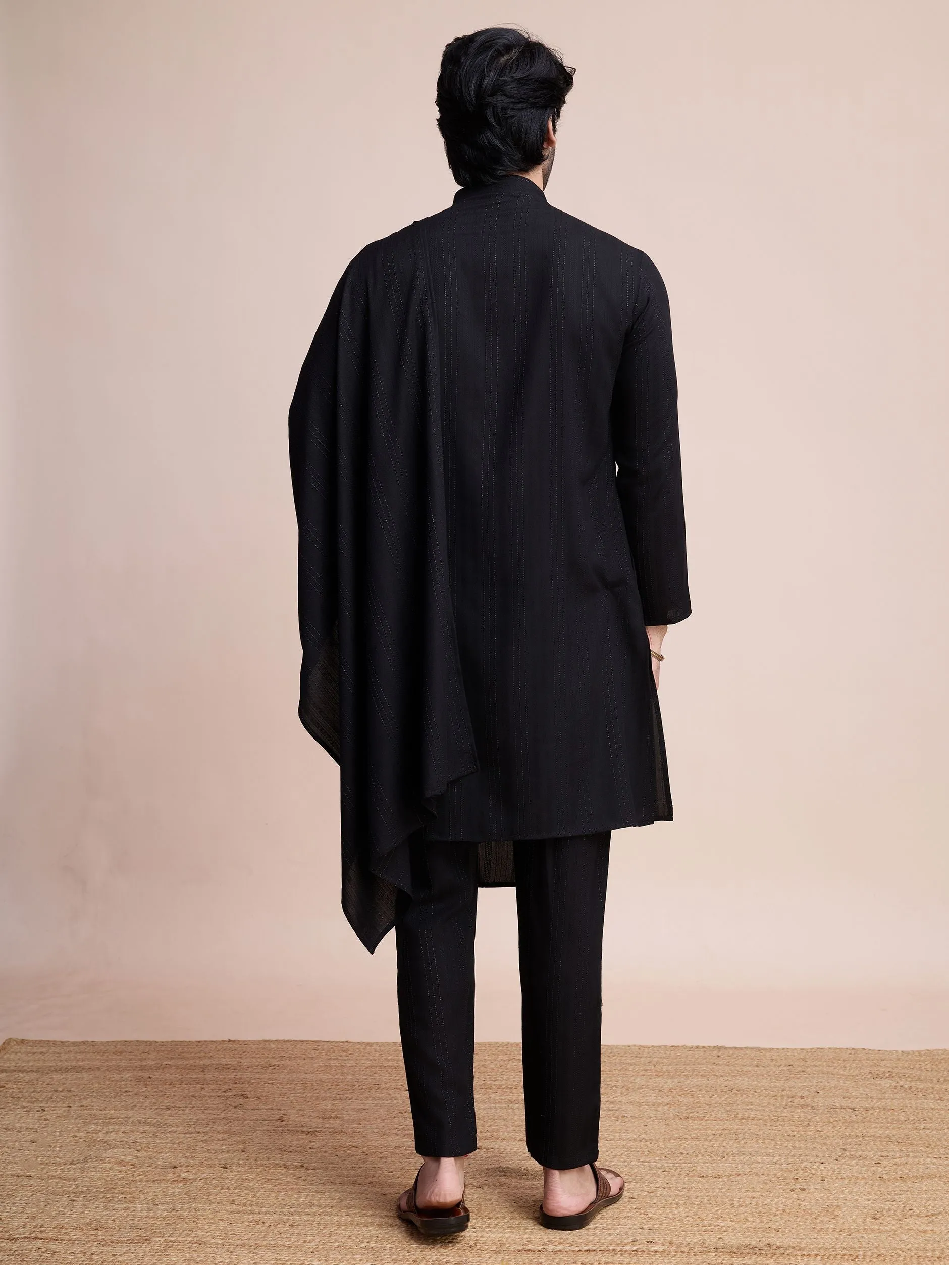 Black Colour Viscose Silk With Heavy Mirror Work Kurta Payjama