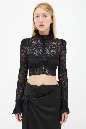 Black Lace Cropped Blouse