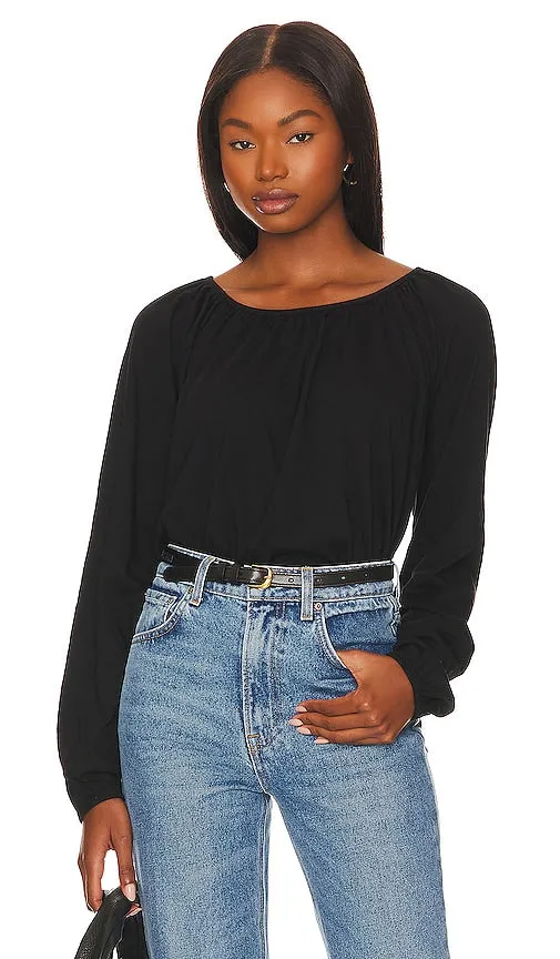 Bobi Cropped Elasticated Top in Black