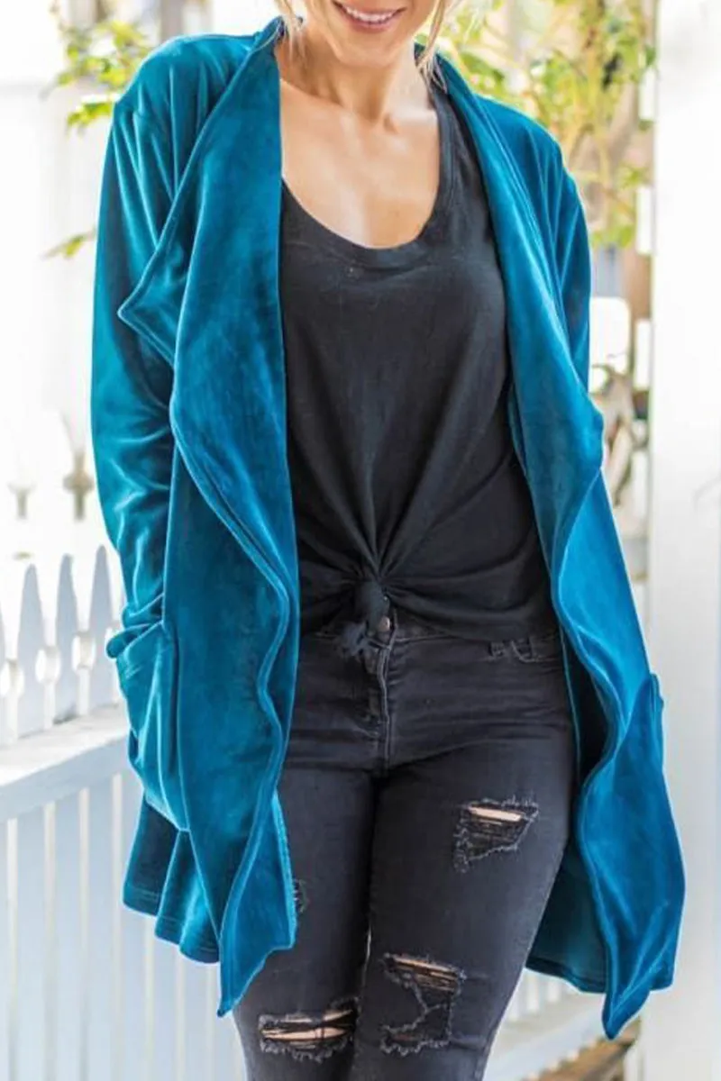 Casual Street Solid Solid Color Turn-back Collar Outerwear