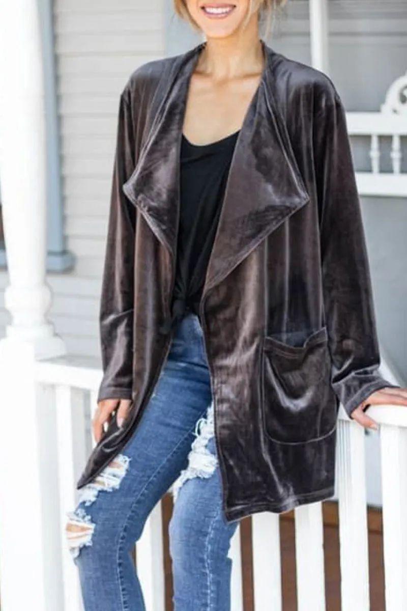 Casual Street Solid Solid Color Turn-back Collar Outerwear