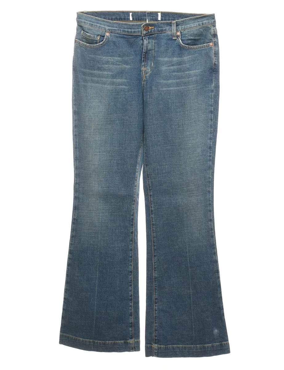 Diamonte Detail Faded Wash Flared Jeans - W34 L32