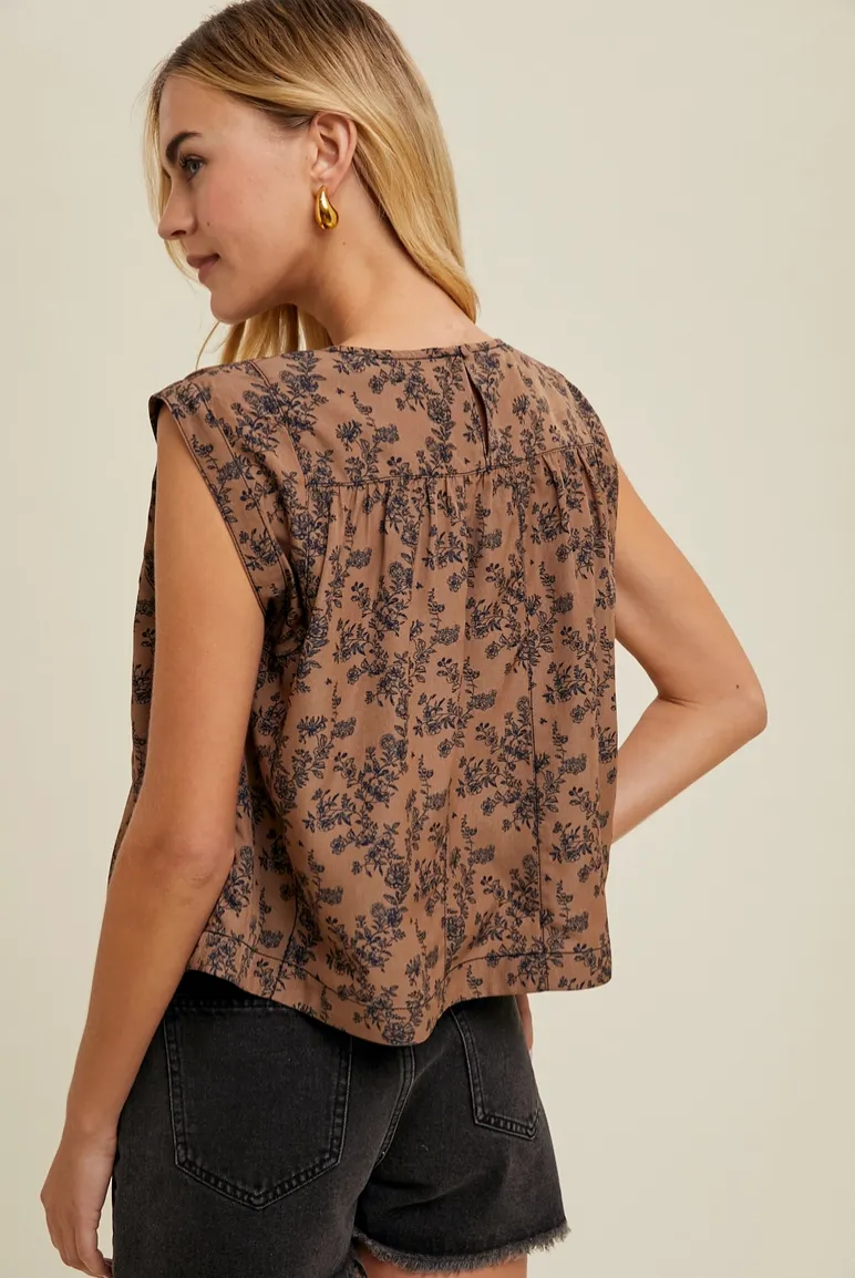 Floral Cap Sleeve Blouse