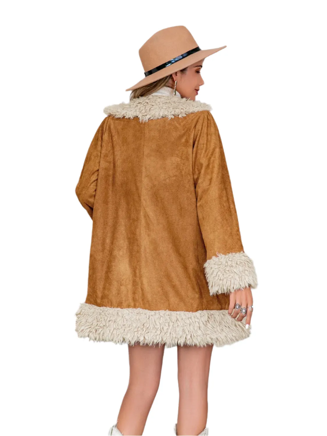 Fuzzy Open Front Long Sleeve Outerwear