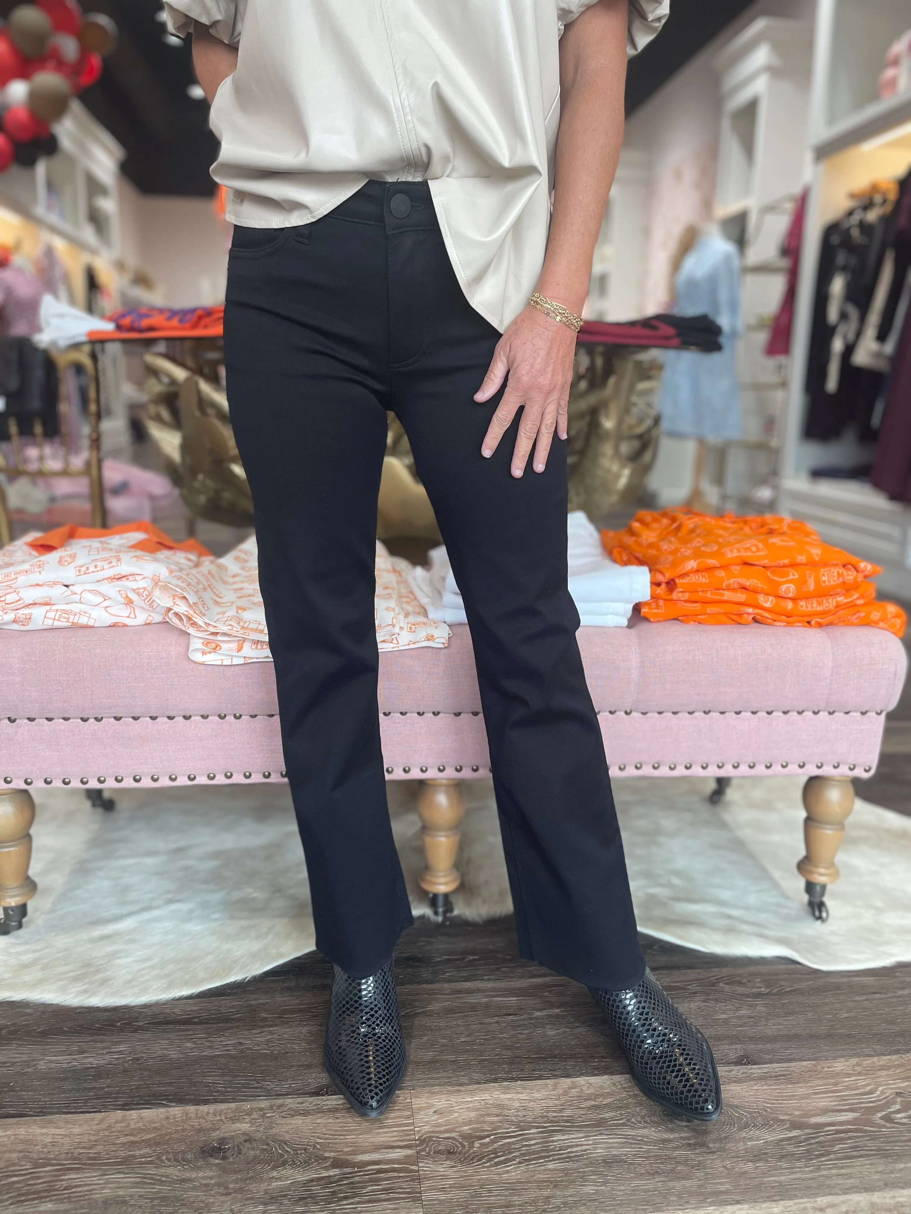 Kut Kelsey Mid Rise Ankle Flare Black