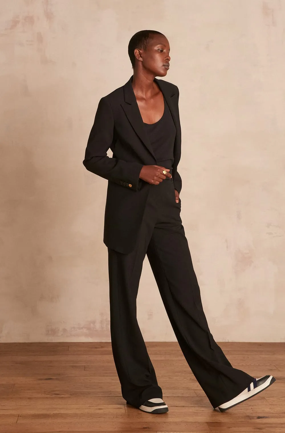LAYLA BLACK WIDE-LEGGED TROUSERS