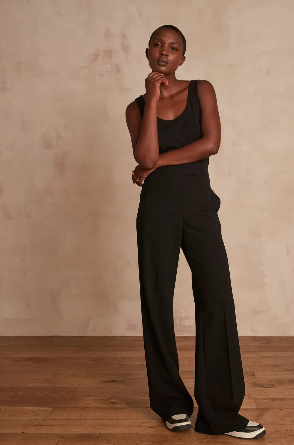 LAYLA BLACK WIDE-LEGGED TROUSERS