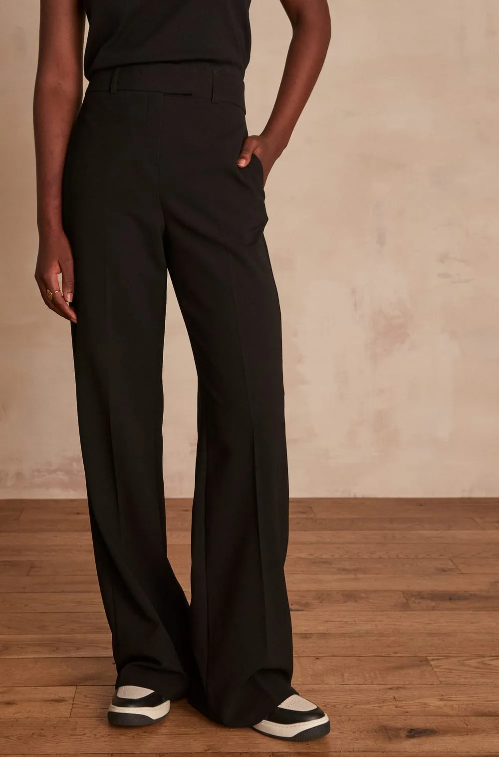 LAYLA BLACK WIDE-LEGGED TROUSERS