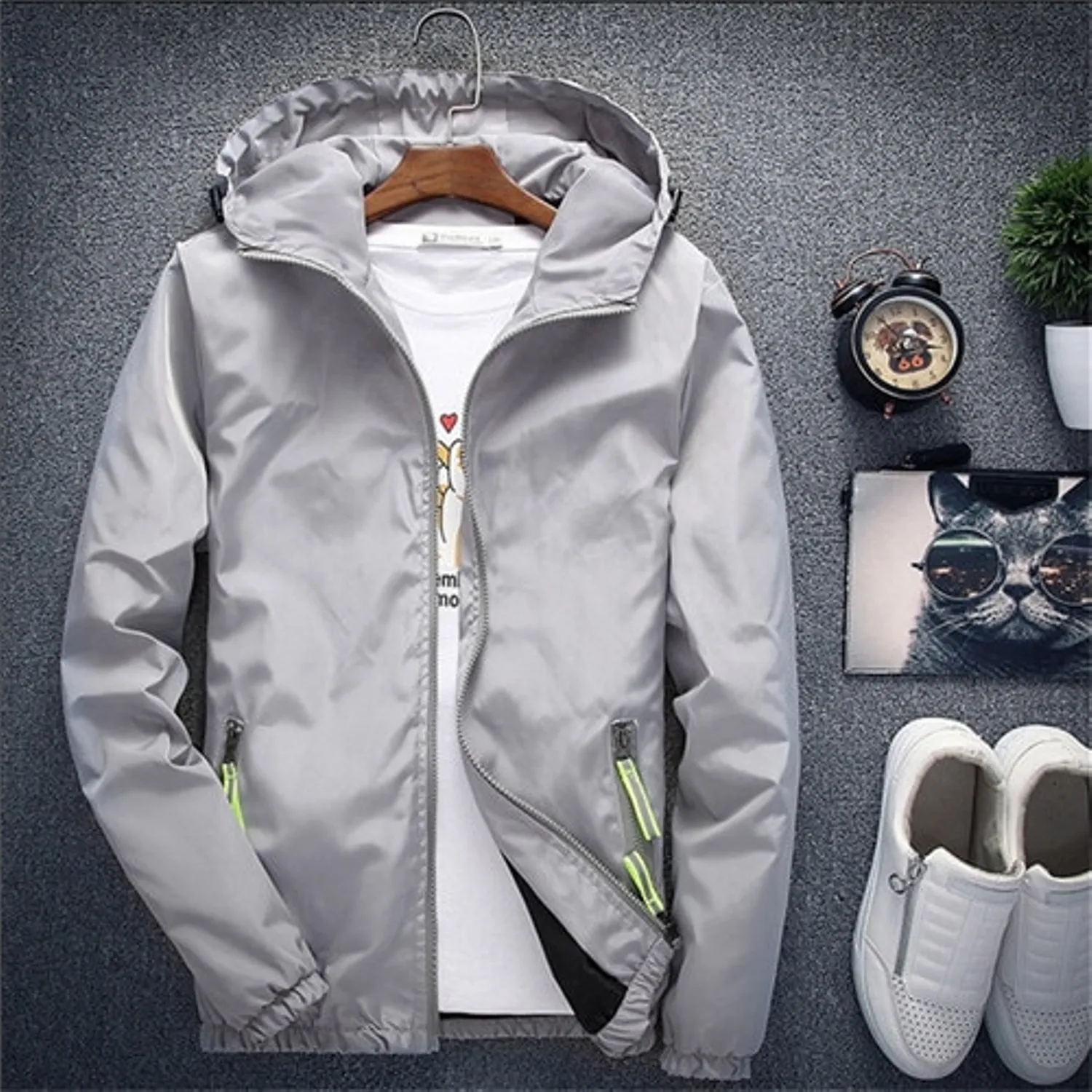 Men's Summer/Spring Hooded Windbreaker | Plus Size