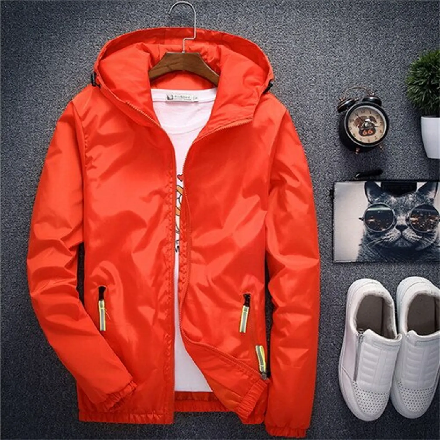 Men's Summer/Spring Hooded Windbreaker | Plus Size