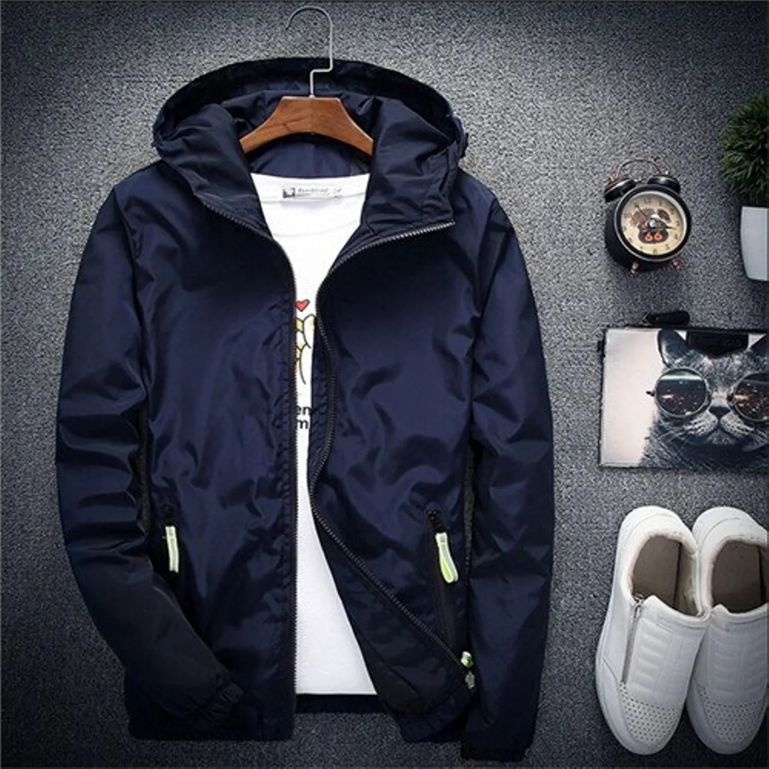 Men's Summer/Spring Hooded Windbreaker | Plus Size