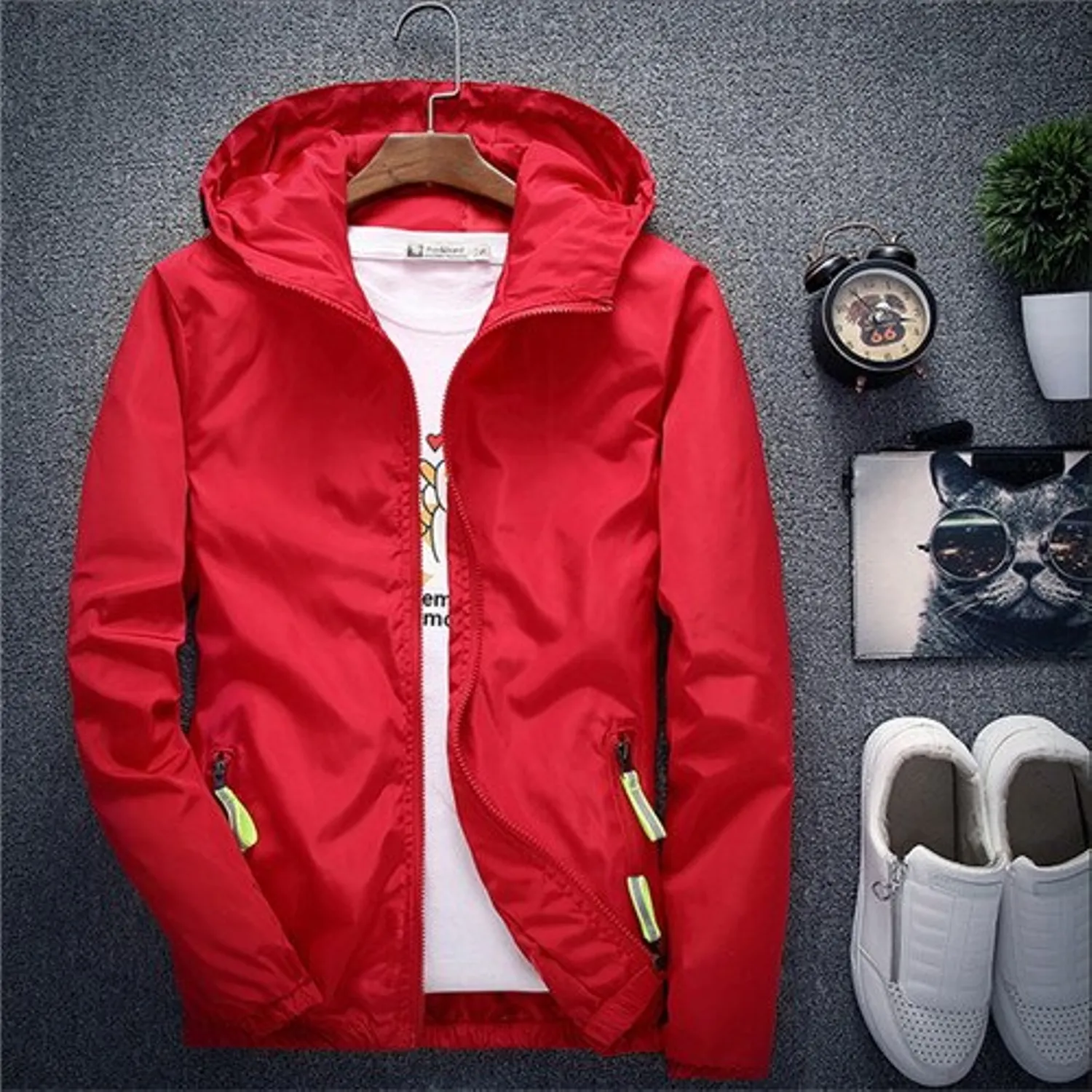 Men's Summer/Spring Hooded Windbreaker | Plus Size