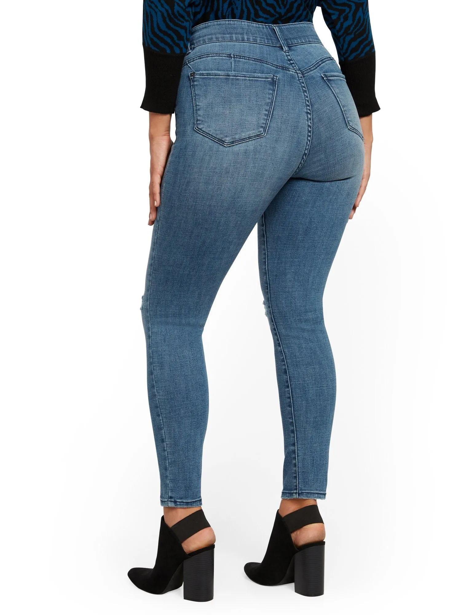Mya Curvy High-Waisted Sculpting No Gap Super-Skinny Jeans - Blue Tease