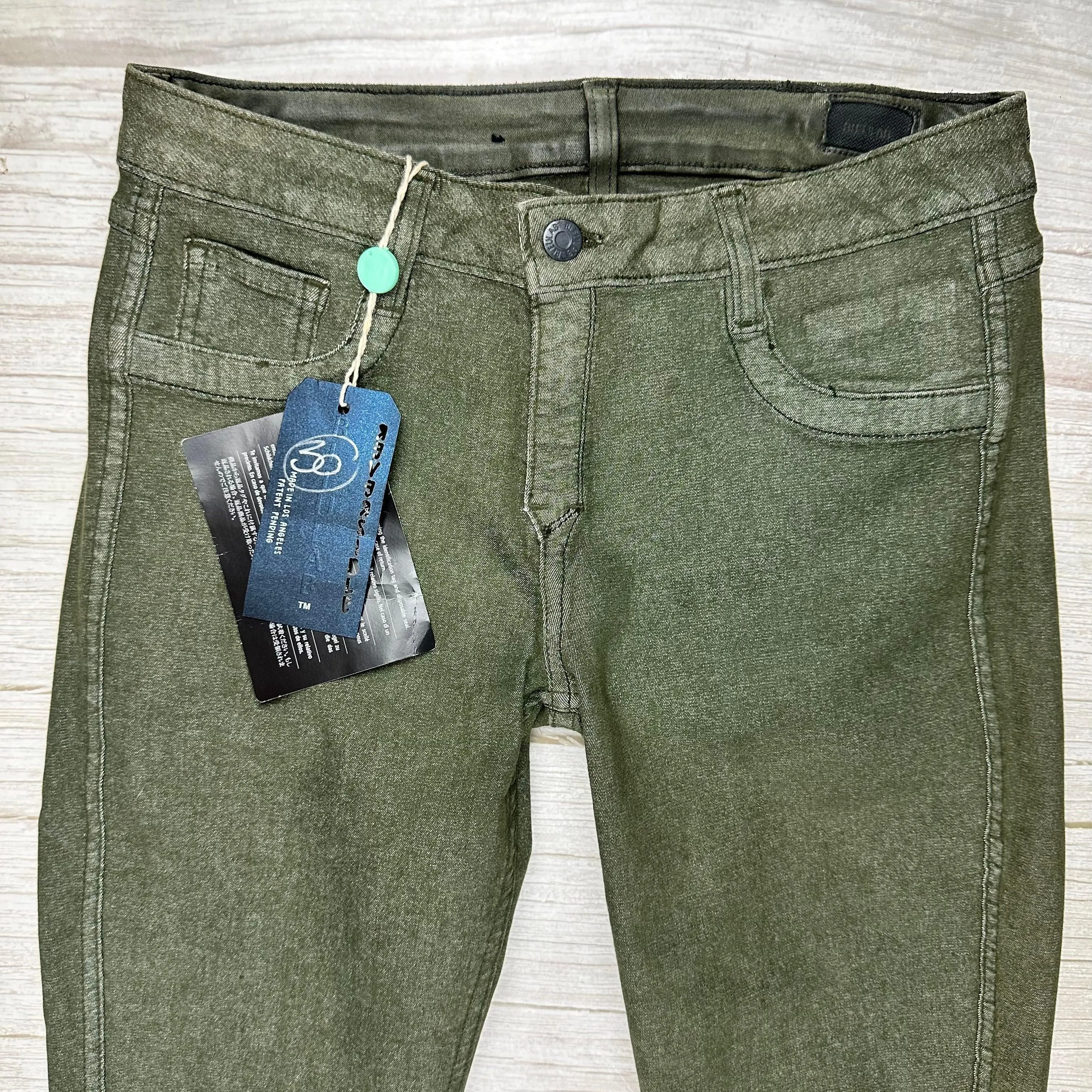 NWT - Bleulab USA ‘Detour’ Reversible Heather Green Jeans -Size 30
