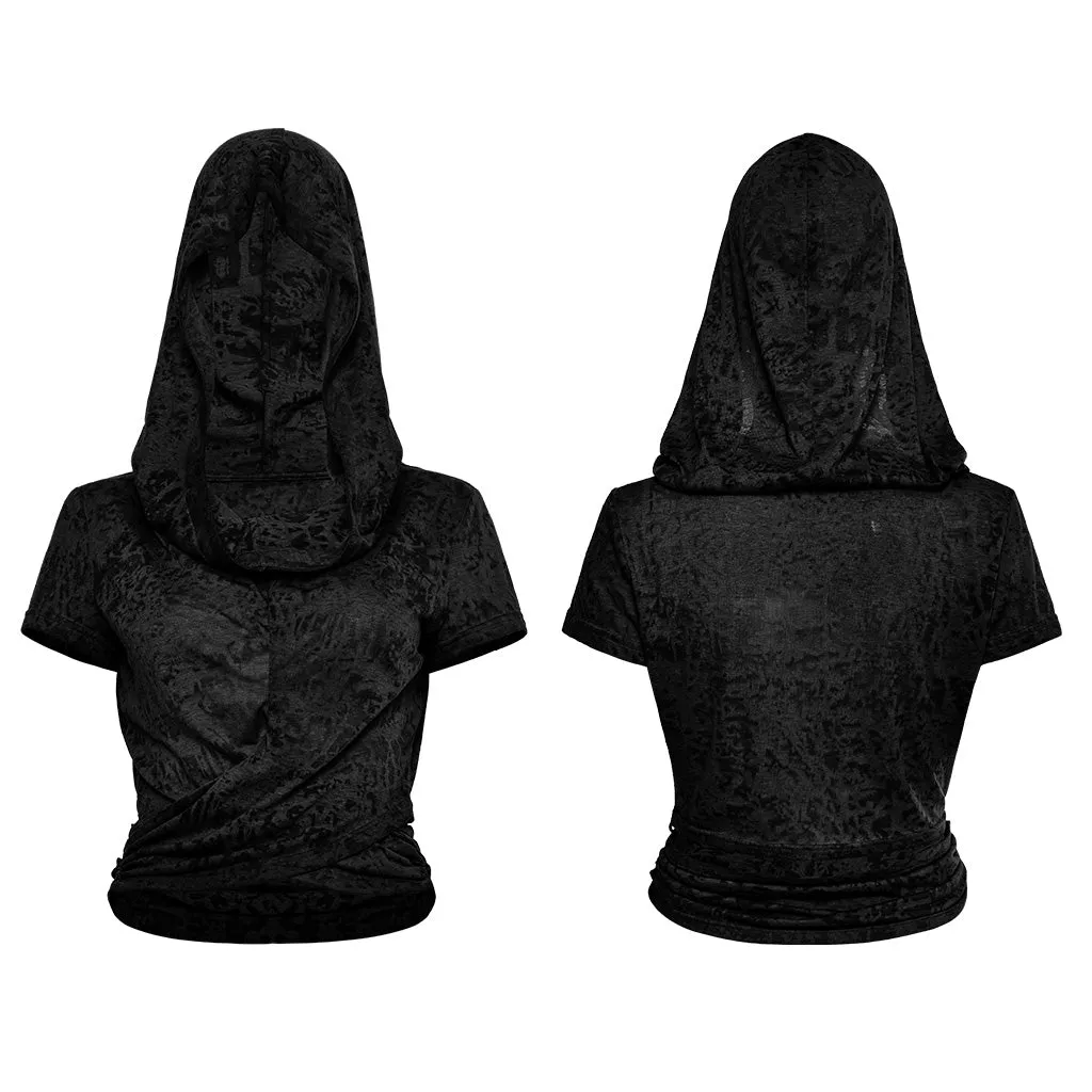 Swing collar hooded short sleeves T-shirt OPT-890TDF
