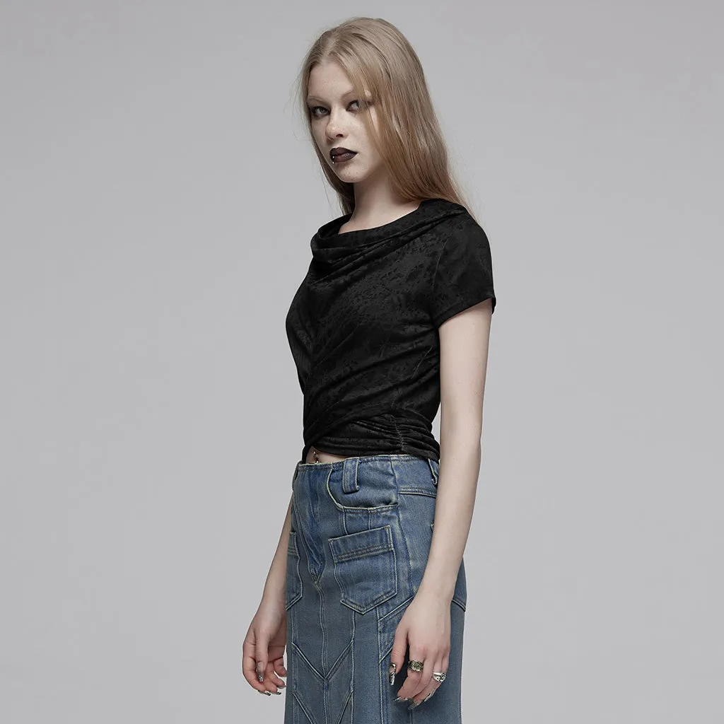 Swing collar hooded short sleeves T-shirt OPT-890TDF