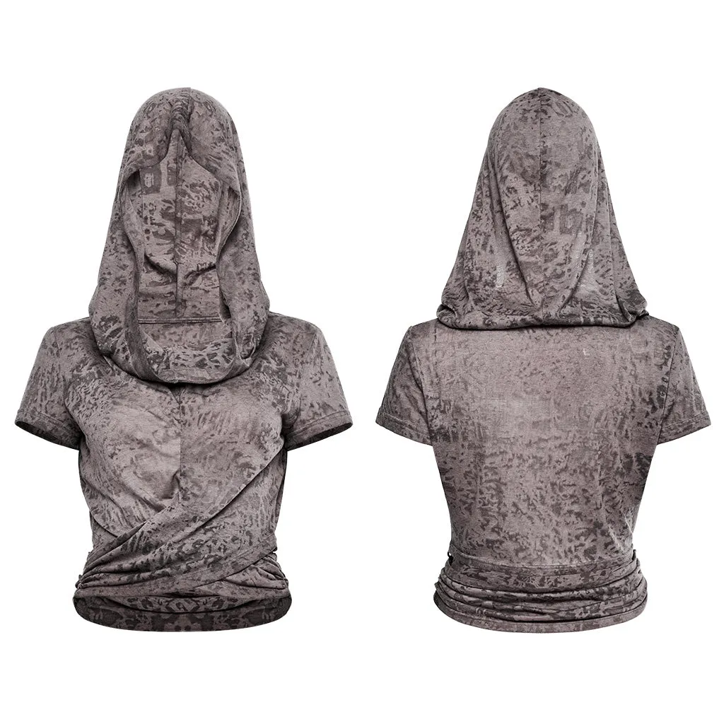 Swing collar hooded short sleeves T-shirt OPT-890TDF