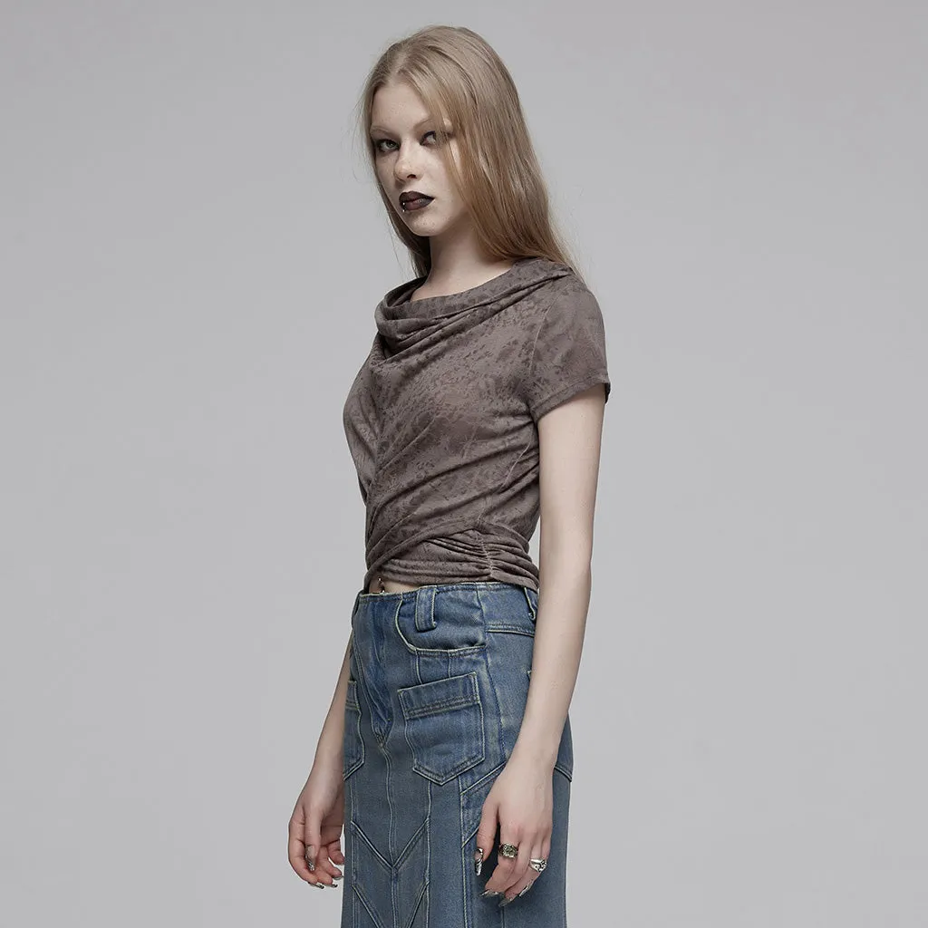 Swing collar hooded short sleeves T-shirt OPT-890TDF