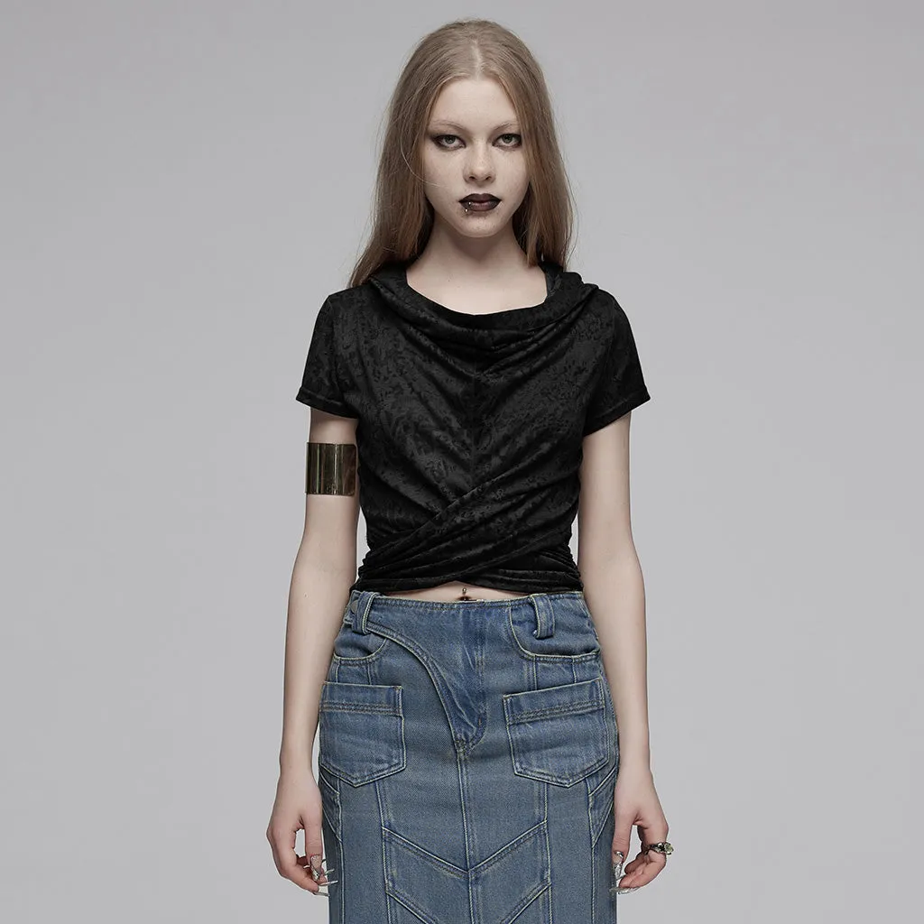Swing collar hooded short sleeves T-shirt OPT-890TDF