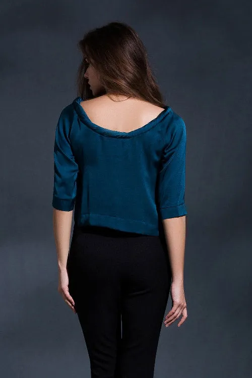 Twisted Round Neck Cropped Top Blouse