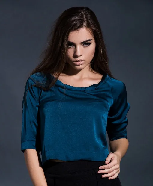 Twisted Round Neck Cropped Top Blouse
