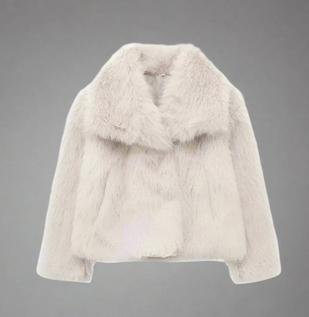 Winter Plush Coat Fashion Thicken Lapel Outwear Casual Long Sleeve Tops Womens Clothing