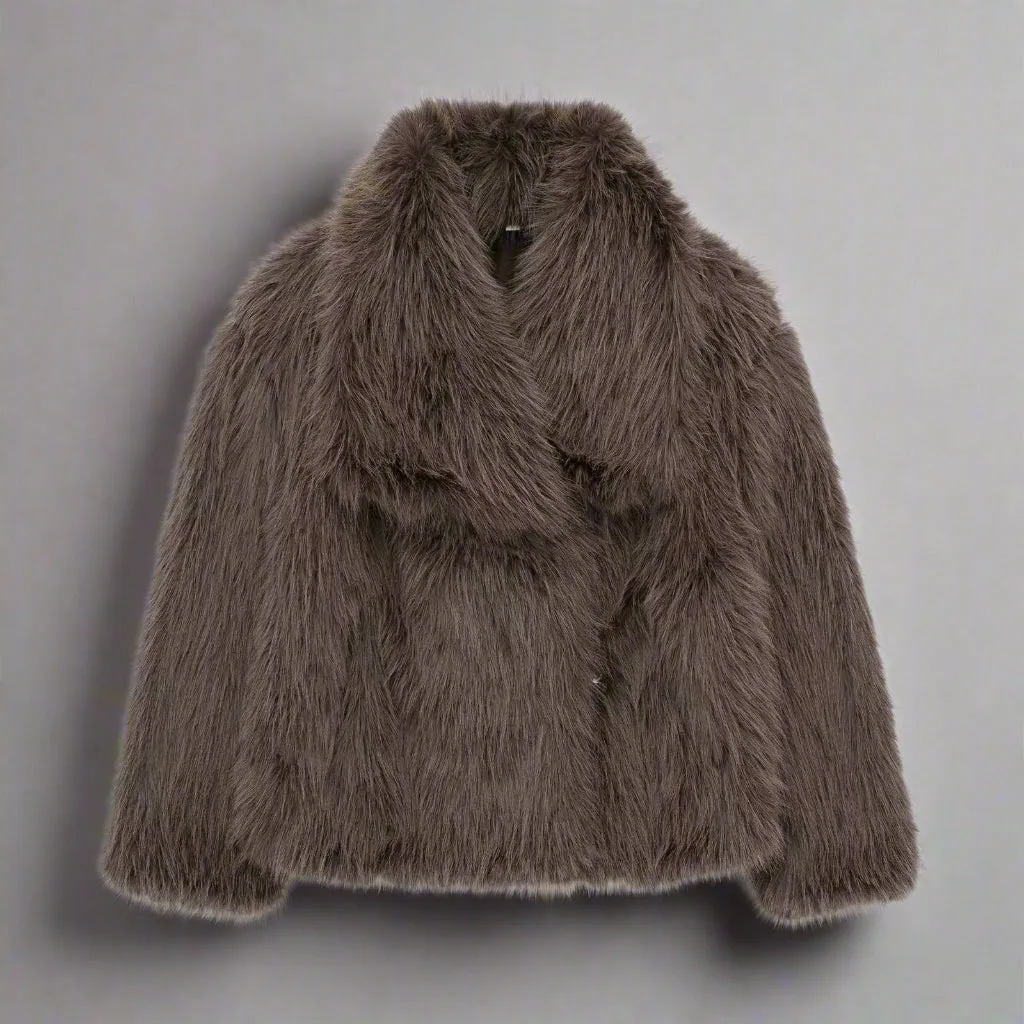 Winter Plush Coat Fashion Thicken Lapel Outwear Casual Long Sleeve Tops Womens Clothing