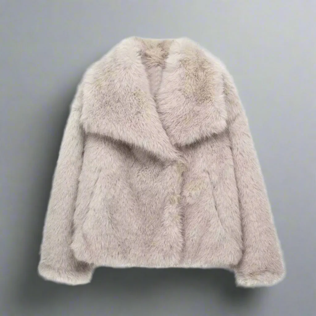 Winter Plush Coat Fashion Thicken Lapel Outwear Casual Long Sleeve Tops Womens Clothing