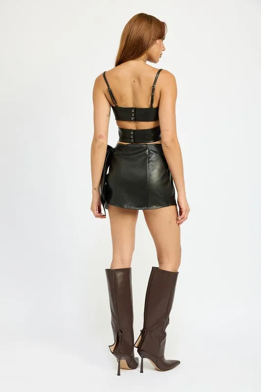 WRAPPED LEATHER CROP TOP